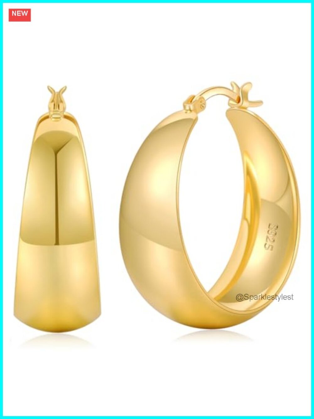 12mm Wide Thick Gold Plated Hoop Earrings Hypoallergenic